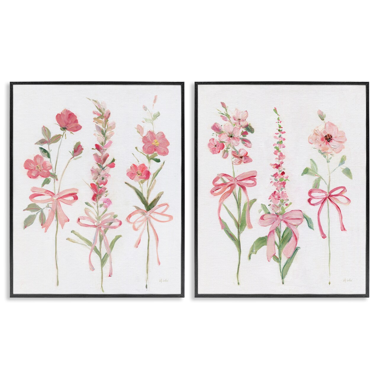 Stupell Industries Soft Fresh Pastel Sprigs 2pc Framed Giclee Set Design by Sally Swatland
